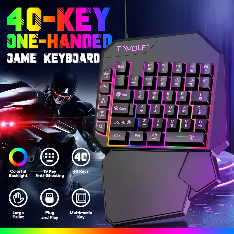 Gaming Keyboard 1 Hand - Ensemble 5 en 1, clavier de