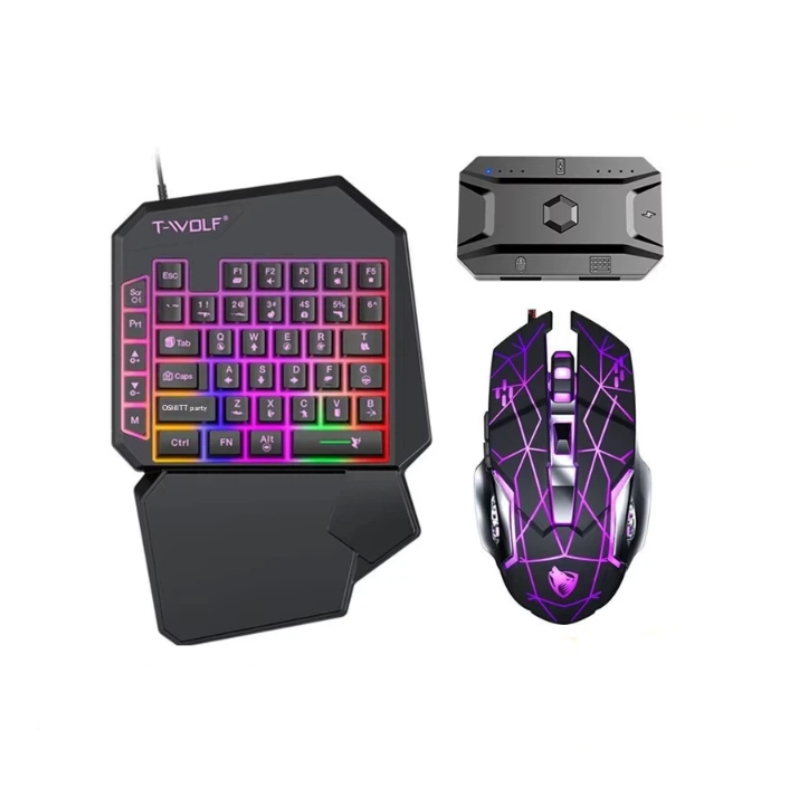 Gaming Keyboard 1 Hand - Clavier et souris de jeu T-Wolf