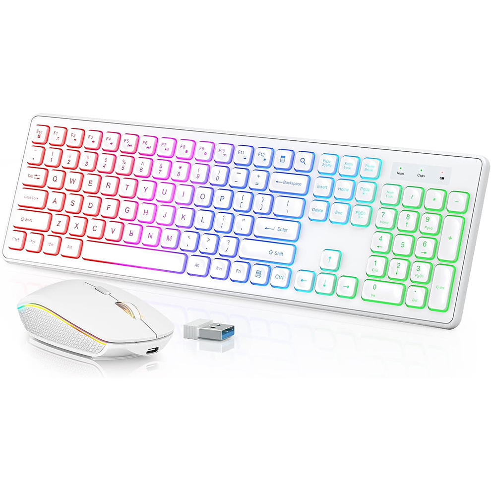 Gaming Keyboard Bluetooth - Clavier et souris sans fil rétroéclairés,